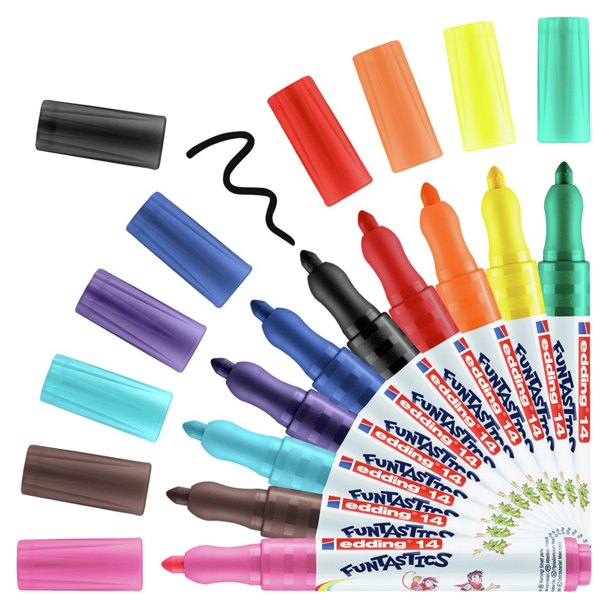 edding 14 FUNTASTICS Kinderfasermaler 10er Set sortiert, Rundspitze 3 mm (Art.-Nr.: 4-14-10)