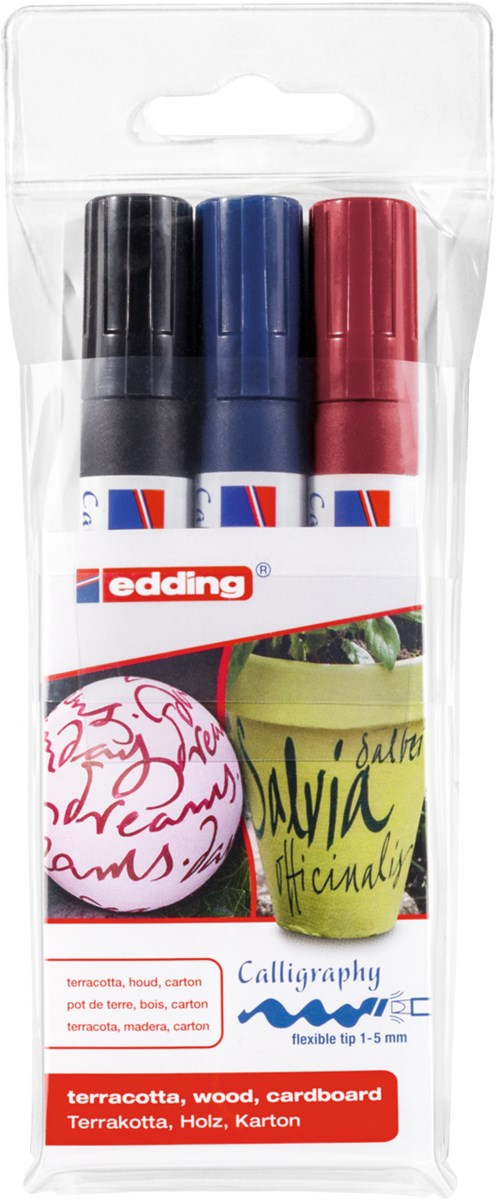 edding 1455 Kalligrafiemarker 3er Set, Kalligrafie Spitze 1-5 mm (Art.-Nr.: 4-1455-3)