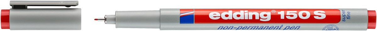 edding 150 S Non-permanenter Folienschreiber rot, Rundspitze 0,3 mm (Art.-Nr.: 4-150002)