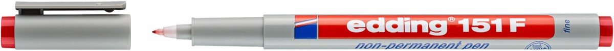 edding 151 F Non-permanenter Folienschreiber rot, Rundspitze 0,6 mm (Art.-Nr.: 4-151002)