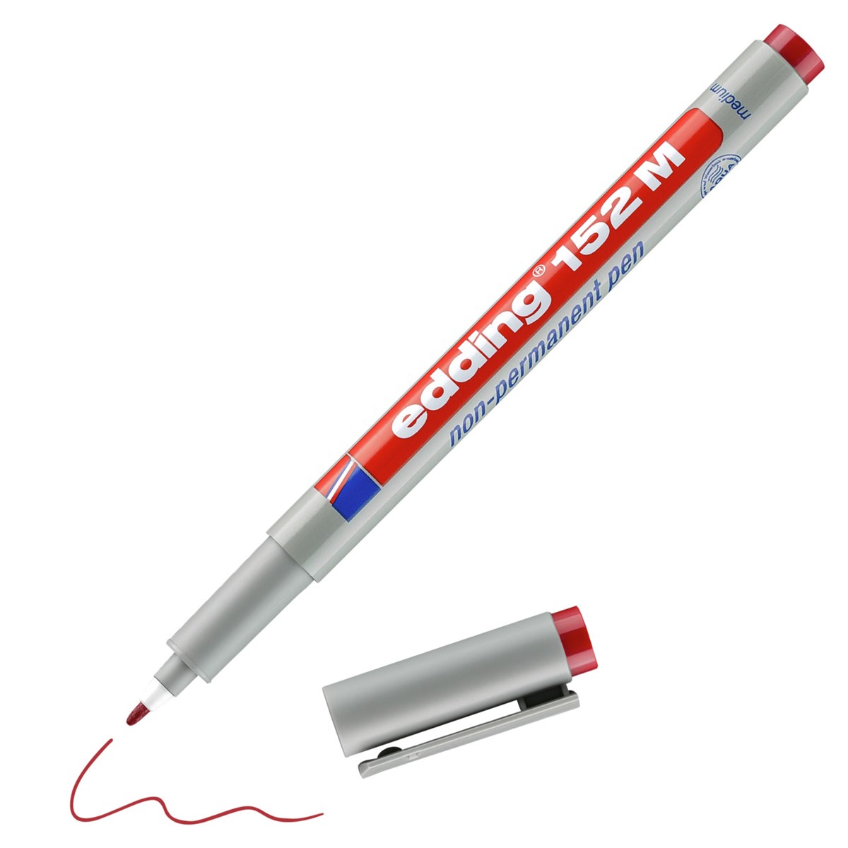 edding 152 M Non-permanenter Folienschreiber rot, Rundspitze 1 mm (Art.-Nr.: 4-152002)