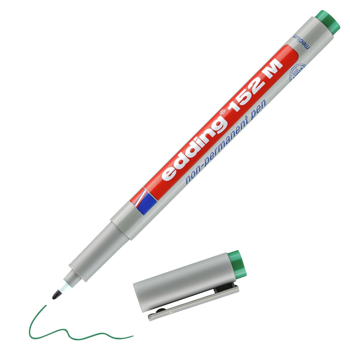 edding 152 M Non-permanenter Folienschreiber grün, Rundspitze 1 mm (Art.-Nr.: 4-152004)