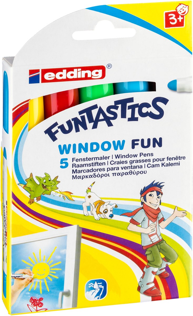 edding 16 Funtastics Kinderfenstermaler 5er Set sortiert, Rundspitze 2-6 mm (Art.-Nr.: 4-16-5)