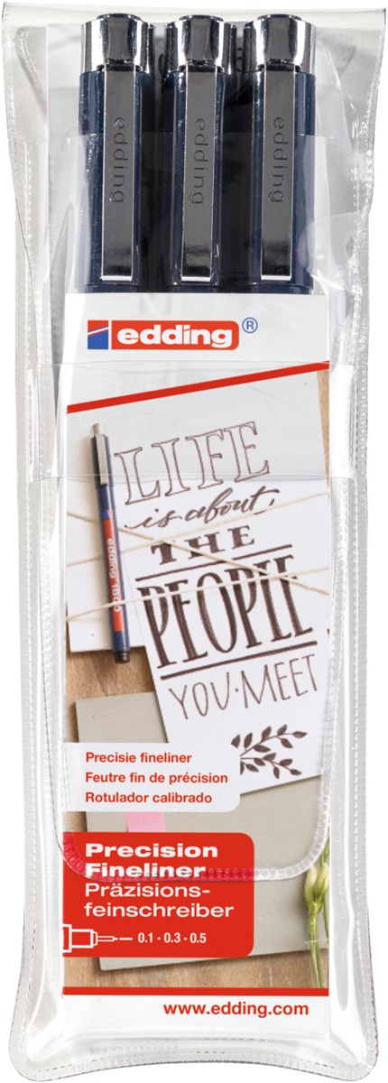 edding 1800 Präzisionsfeinschreiber schwarz, Kunststoffspitze 0,25/0,35/0,5 mm (Art.-Nr.: 4-1800-3)