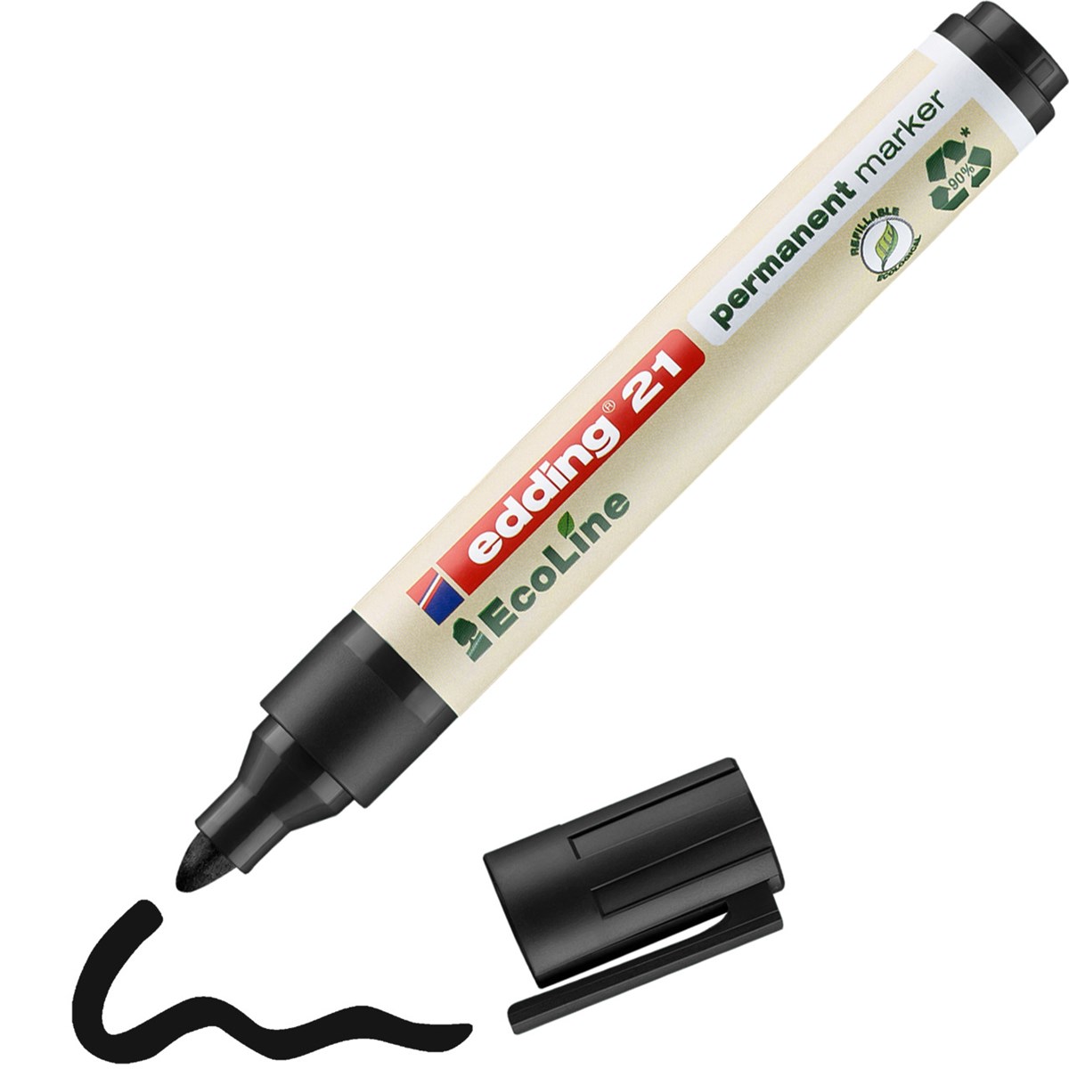 edding 21 EcoLine Permanentmarker schwarz, Rundspitze 1,5-3 mm (Art.-Nr.: 4-21001)