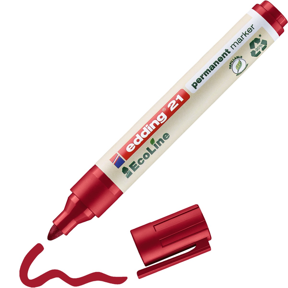 edding 21 EcoLine Permanentmarker rot, Rundspitze 1,5-3 mm (Art.-Nr.: 4-21002)