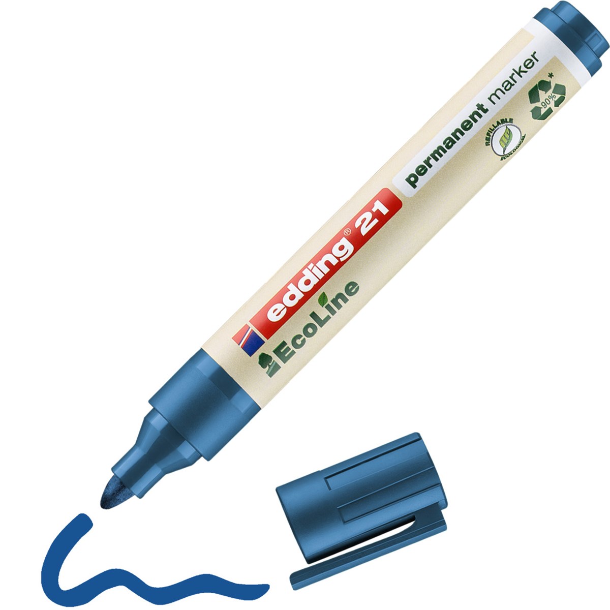 edding 21 EcoLine Permanentmarker blau, Rundspitze 1,5-3 mm (Art.-Nr.: 4-21003)