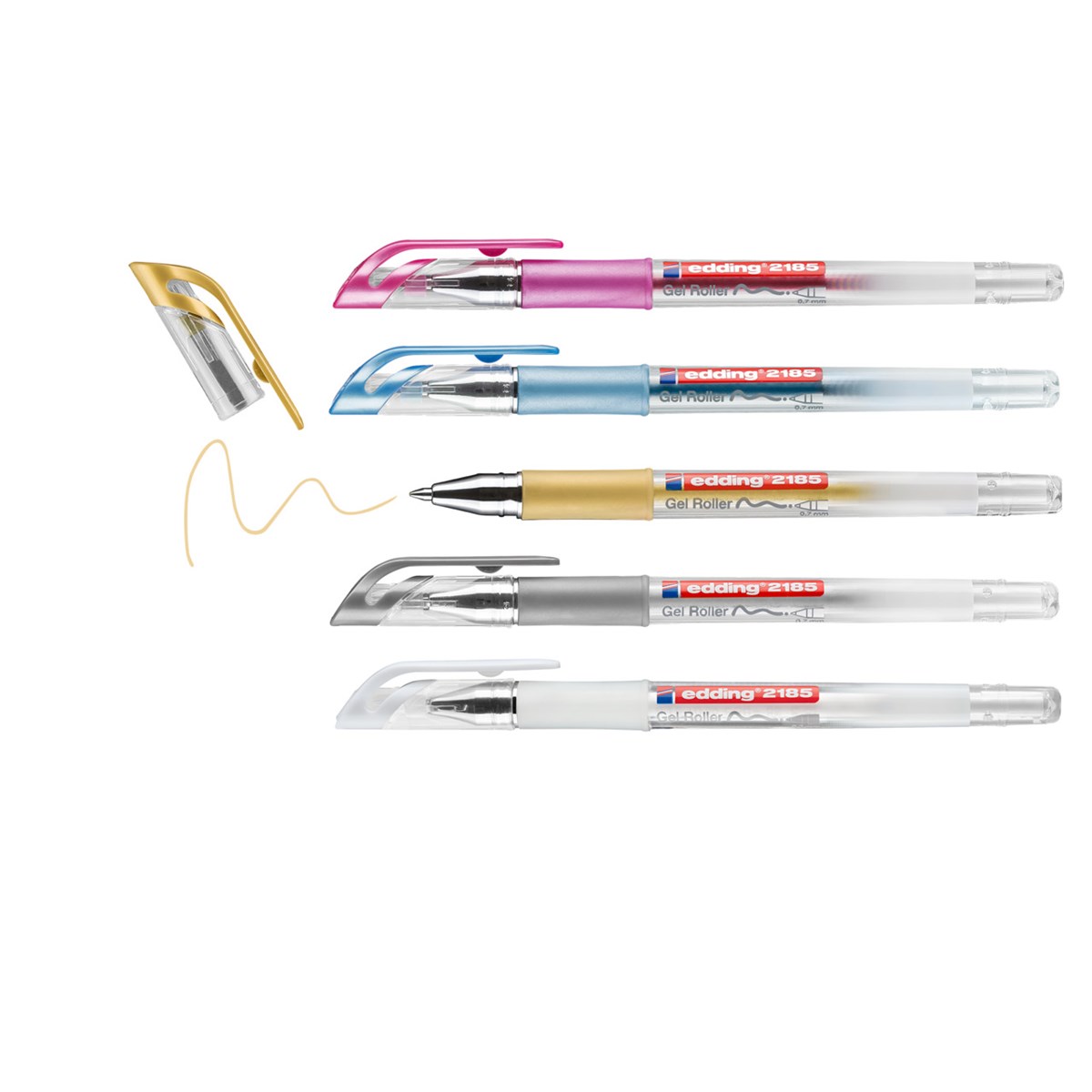 edding 2185 Gelroller 5er-Set metallic-weiß, Rollerspitze 0,7 mm (Art.-Nr.: 4-2185-5)
