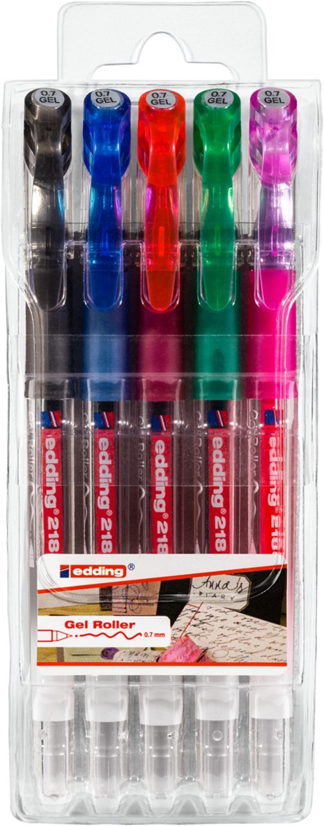 edding 2185 Gelroller 5er Set sortiert Standard, Rollerspitze 0,7 mm (Art.-Nr.: 4-2185-5099)