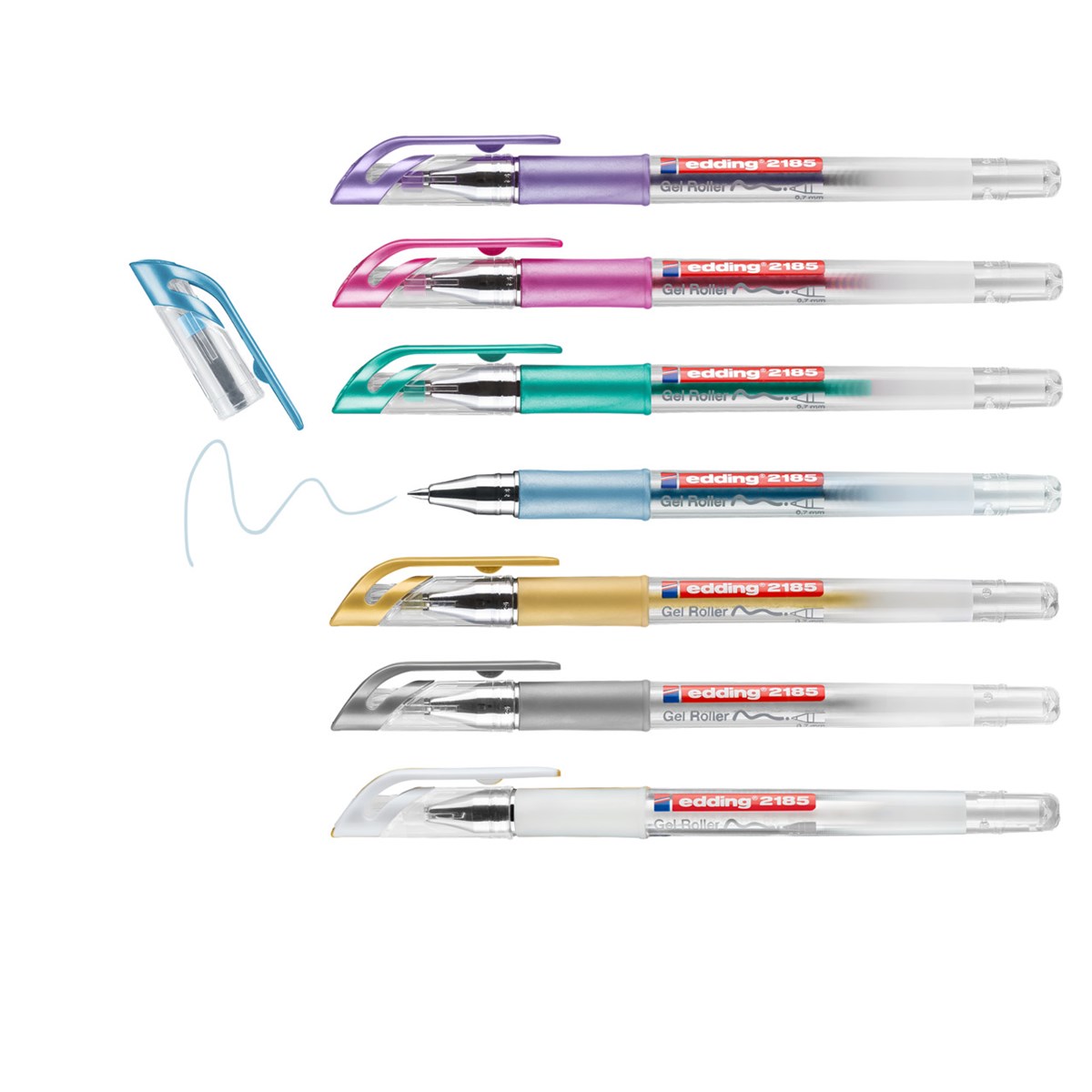 edding 2185 Gelroller 7er-Set metallic-weiß, Rollerspitze 0,7 mm (Art.-Nr.: 4-2185-7)