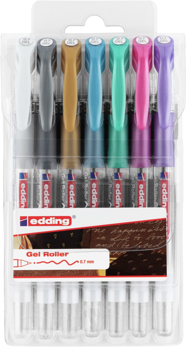 edding 2185 Gelroller 7er-Set metallic-weiß, Rollerspitze 0,7 mm (Art.-Nr.: 4-2185-7)