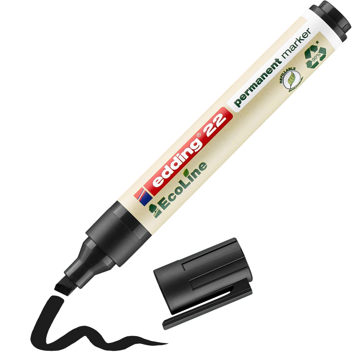 edding 22 EcoLine Permanentmarker schwarz, Keilspitze 1-5 mm (Art.-Nr.: 4-22001)