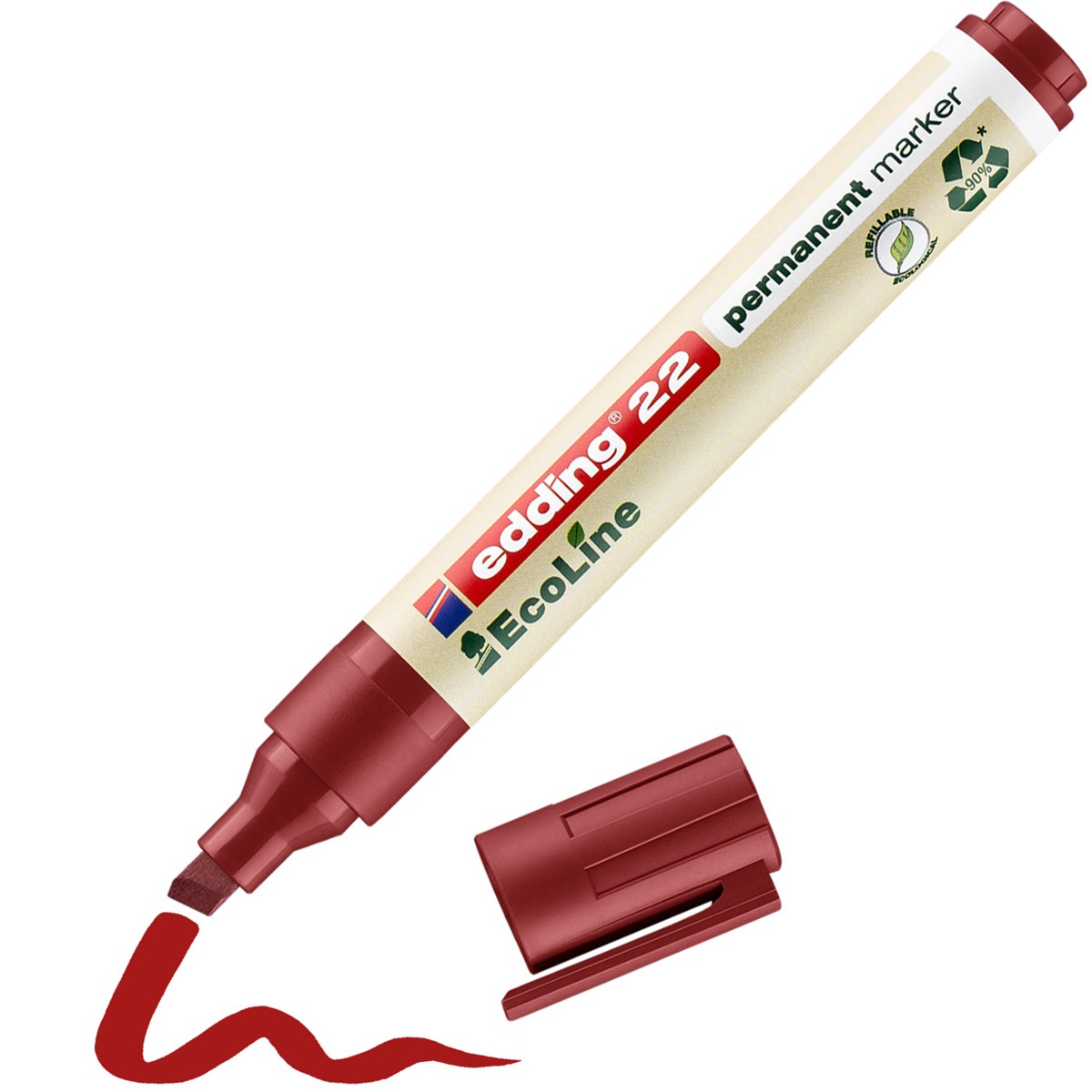 edding 22 EcoLine Permanentmarker rot, Keilspitze 1-5 mm (Art.-Nr.: 4-22002)