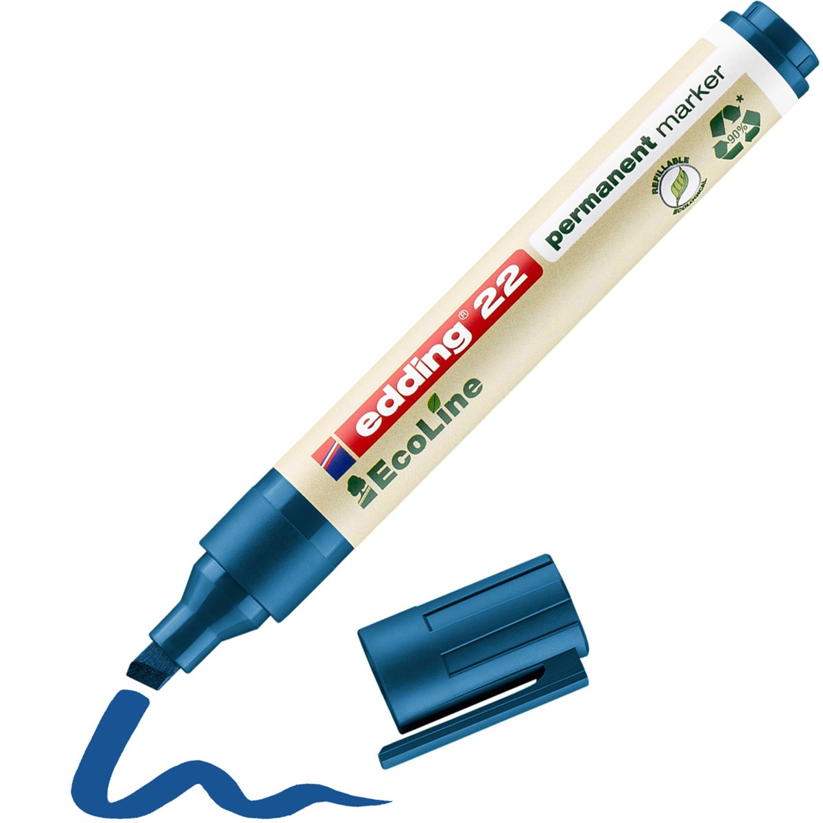 edding 22 EcoLine Permanentmarker blau, Keilspitze 1-5 mm (Art.-Nr.: 4-22003)
