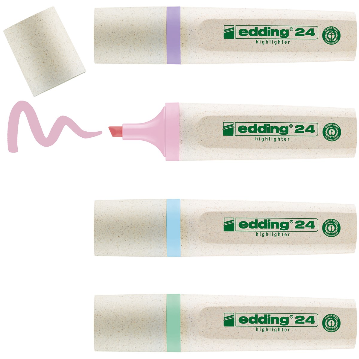 edding 24 EcoLine Pastell Textmarker 4-er Set sortiert, Keilspitze 2-5 mm (Art.-Nr.: 4-24-4-1000)
