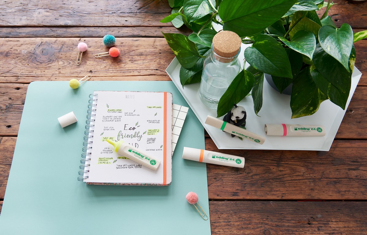 edding 24 EcoLine Pastell Textmarker gelb, Keilspitze 2-5 mm (Art.-Nr.: 4-24135)