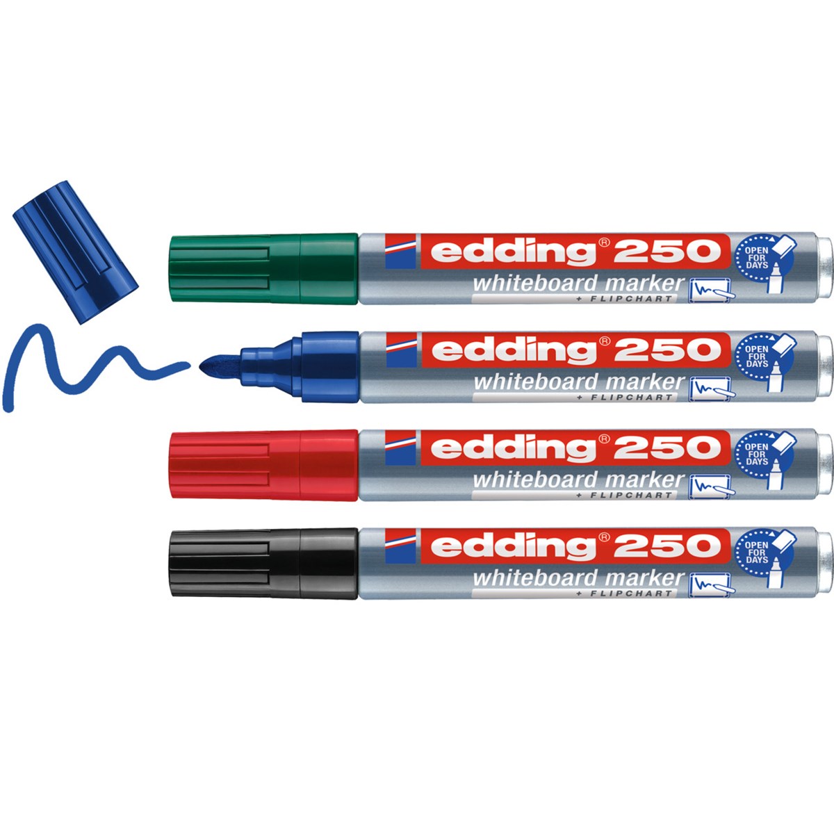 edding 250 Whiteboardmarker 4er Set sortiert, Rundspitze 1,5-3 mm (Art.-Nr.: 4-250-4-2)