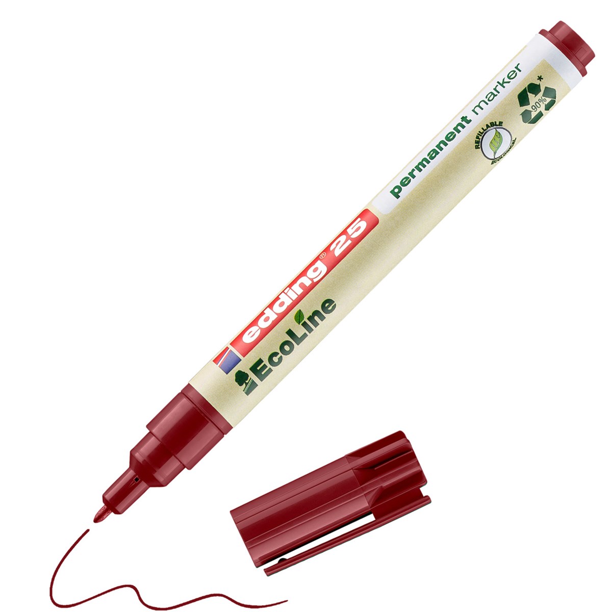 edding 25 EcoLine Permanentmarker rot, Rundspitze 1 mm (Art.-Nr.: 4-25002)