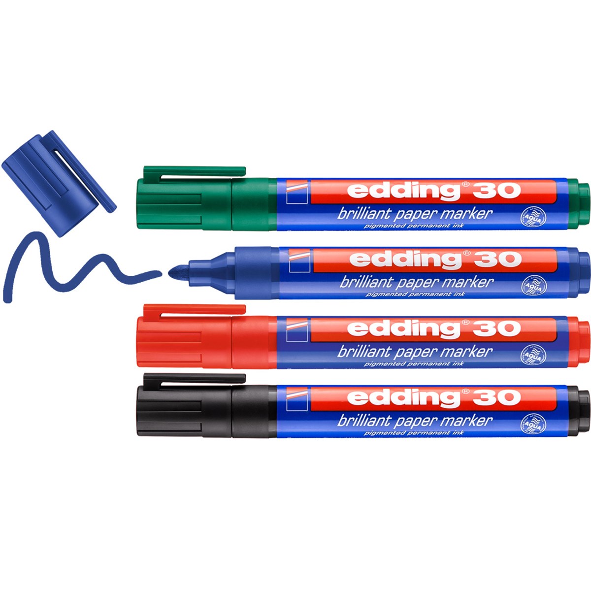 edding 30 Brilliant-Papiermarker 4er Set sortiert, Rundspitze 1,5-3 mm (Art.-Nr.: 4-30-4-1999)