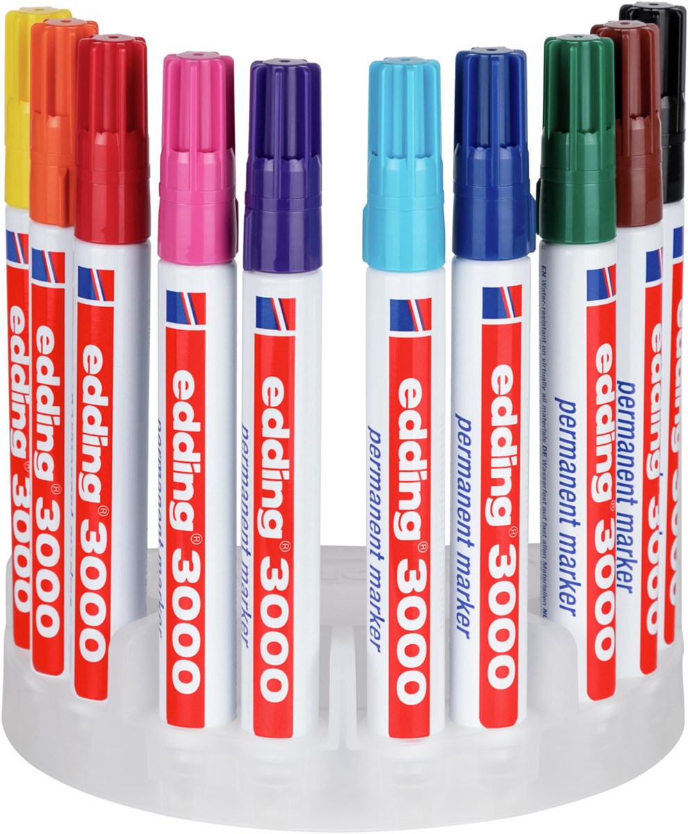 edding 3000 Permanentmarker 10er Set (Systembox) sortiert, Rundspitze 1,5-3 mm (Art.-Nr.: 4-3000-10)