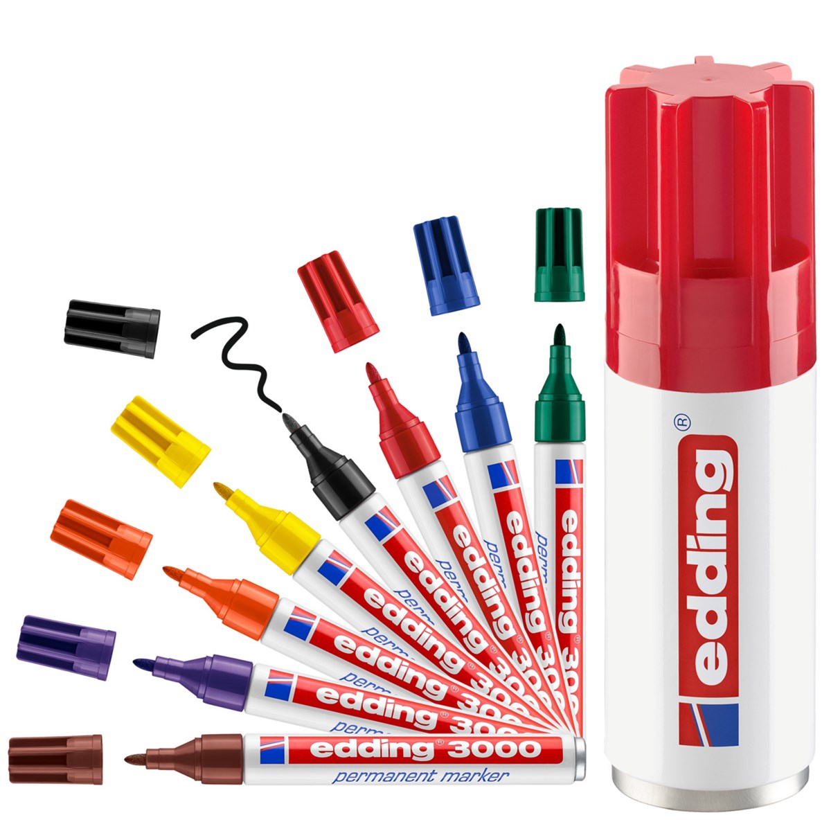 edding 3000 Permanentmarker 8er Set (Dose) sortiert, Rundspitze 1,5-3 mm (Art.-Nr.: 4-3000-8-999)