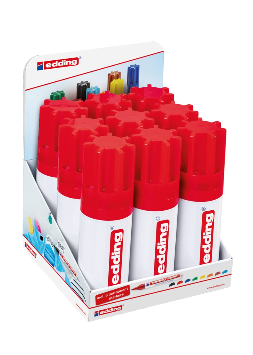 edding 3000 Permanentmarker 8er Set (Dose) sortiert, Rundspitze 1,5-3 mm (Art.-Nr.: 4-3000-8-999)