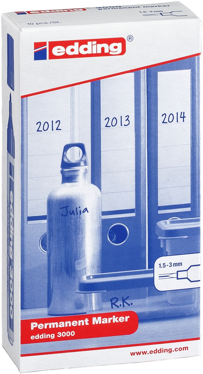 edding 3000 Permanentmarker 10er Set sortiert (001-010), Rundspitze 1,5-3 mm (Art.-Nr.: 4-3000999)