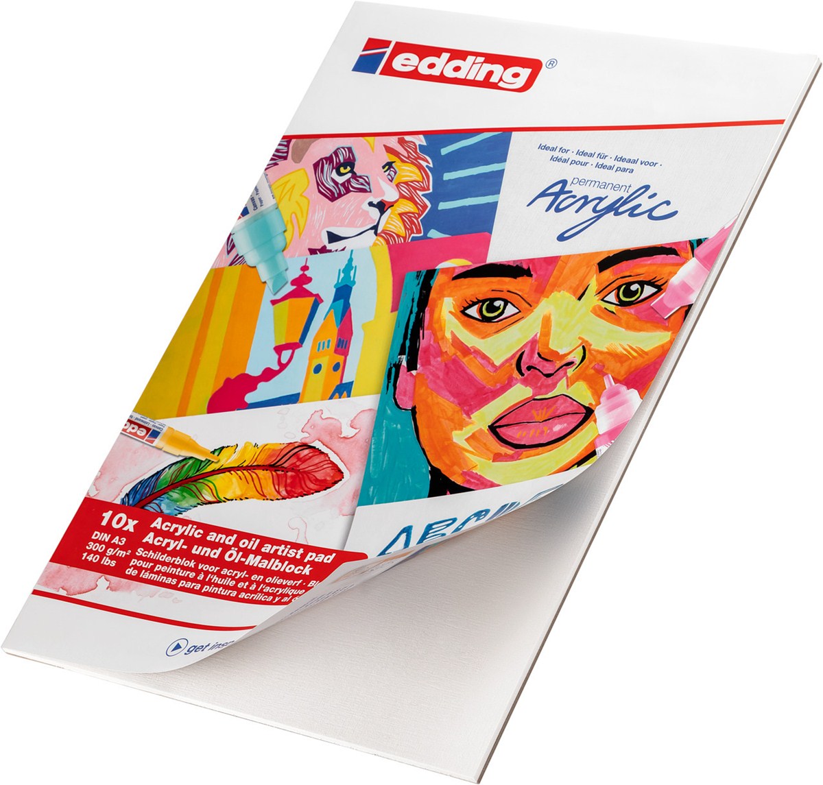 edding 30010 Acryl Malblock A3 10 Blatt weiß (Art.-Nr.: 4-30010-A3)