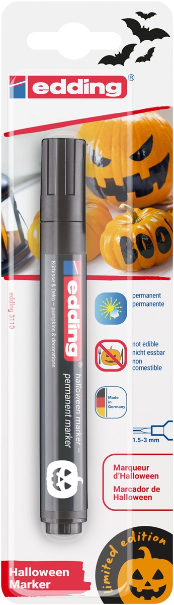 edding 3110 Halloween Marker schwarz Blister, Rundspitze 1,5-3 mm (Art.-Nr.: 4-3110-1-001)