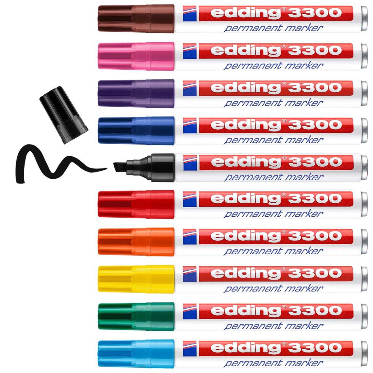 edding 3300 Permanentmarker 10er Set sortiert, Keilspitze 1-5 mm (Art.-Nr.: 4-3300999)