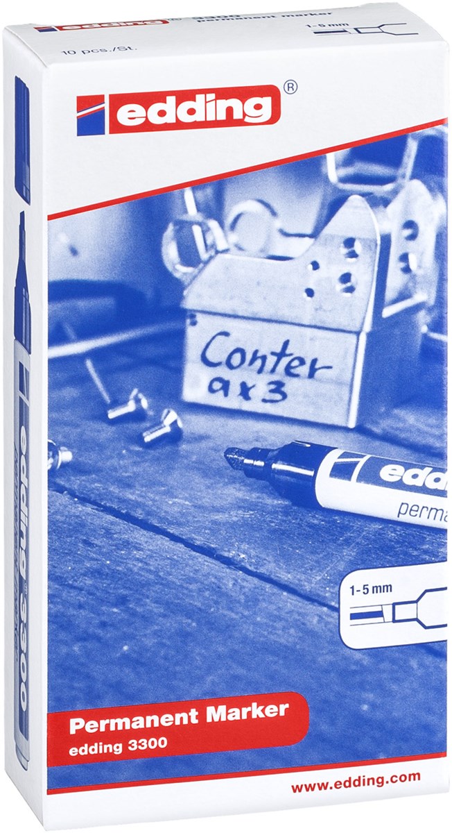 edding 3300 Permanentmarker 10er Set sortiert, Keilspitze 1-5 mm (Art.-Nr.: 4-3300999)