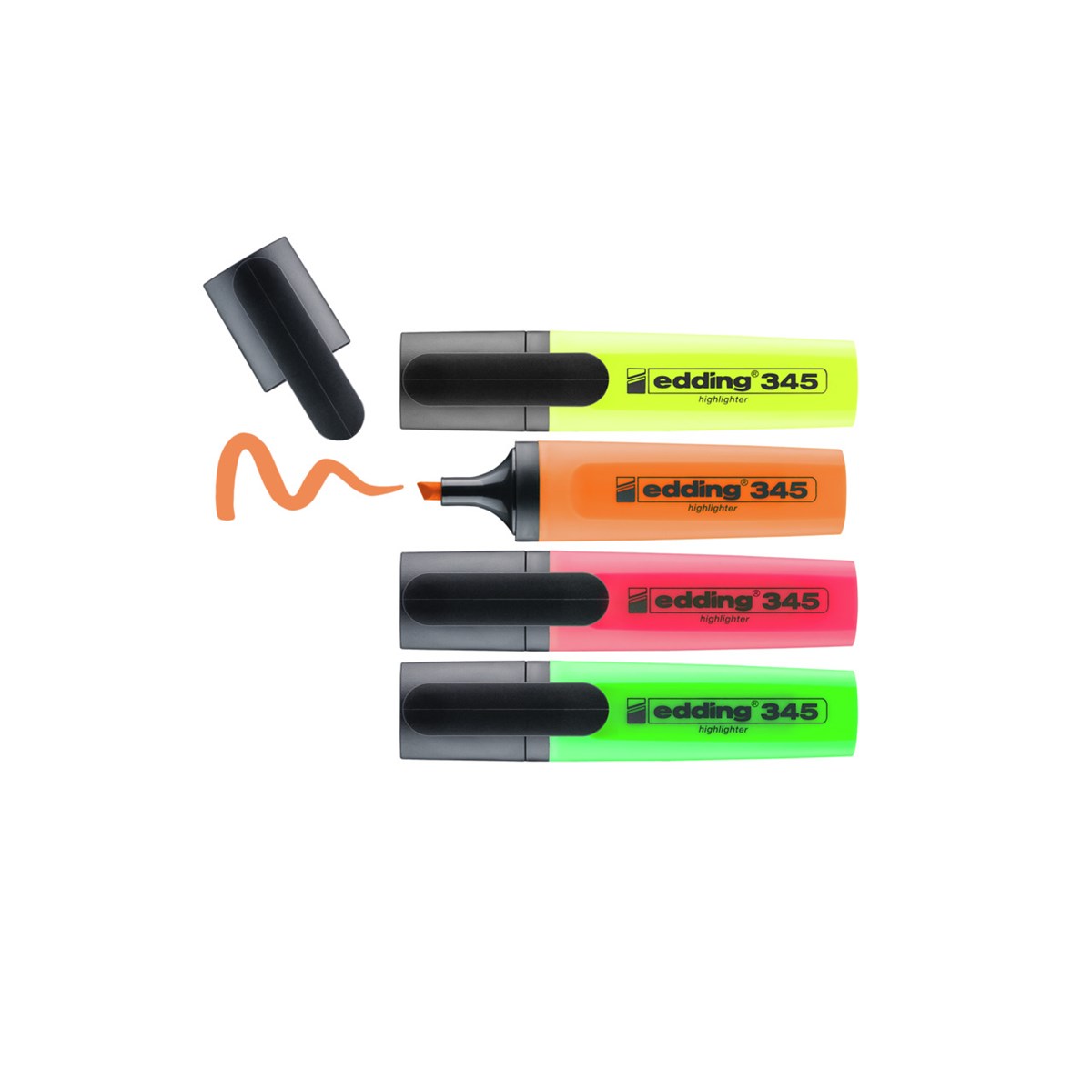 edding 345 Textmarker 4er Set sortiert, Keilspitze 2-5 mm (Art.-Nr.: 4-345-4)