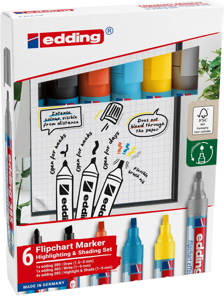 edding Flipchartmarker Set Highlight + Shading 4St (Art.-Nr.: 4-385-380-383-4)