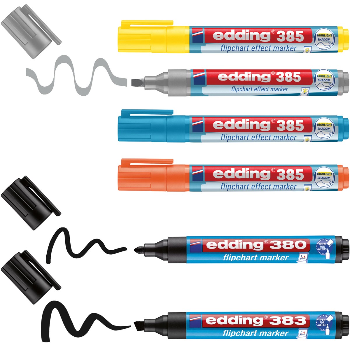 edding Flipchartmarker Set Highlight + Shading 6St (Art.-Nr.: 4-385-380-383-6)