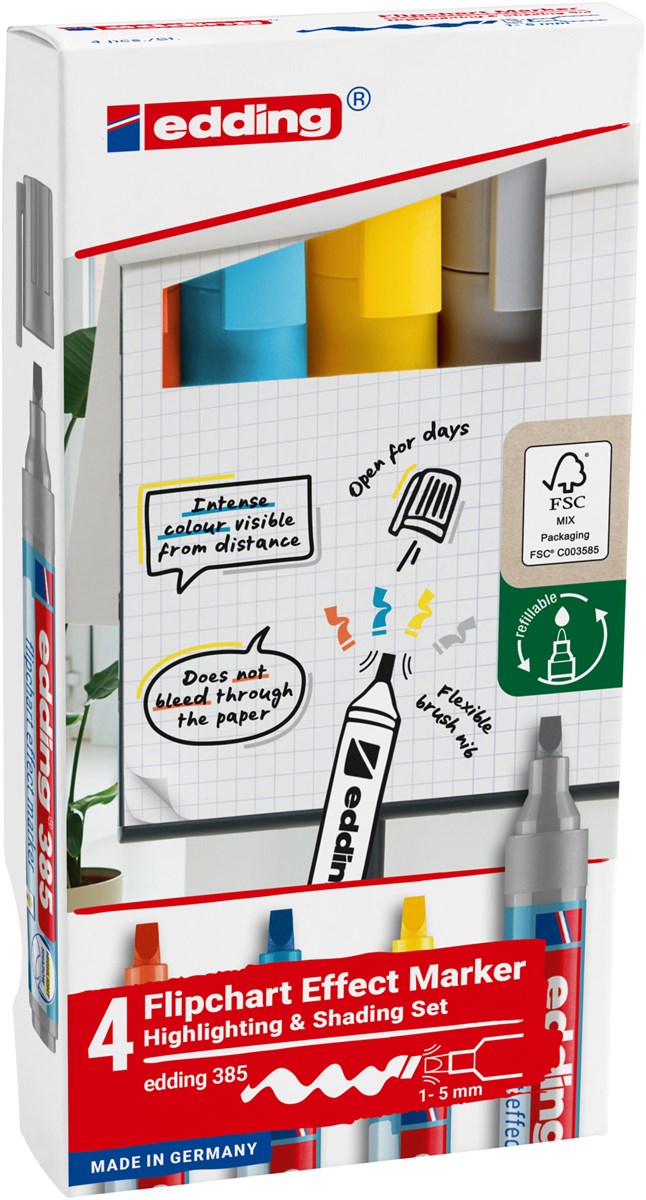 edding 385 Flipchart Effektmarker 4St Set (Art.-Nr.: 4-385-4)