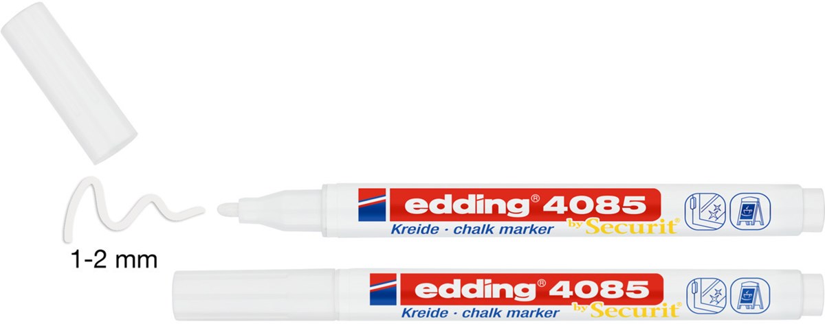edding 4085 Kreidemarker 2er Set weiß, Rundspitze 1-2 mm (Art.-Nr.: 4-4085-2-1049)