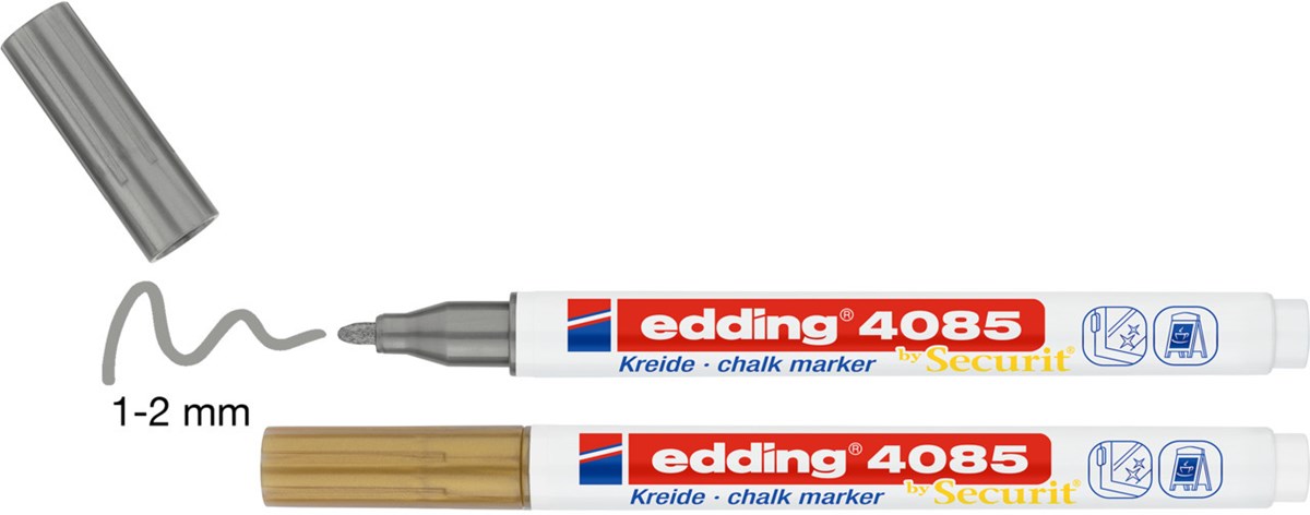 edding 4085 Kreidemarker 2er Set gold/silber, Rundspitze 1-2 mm (Art.-Nr.: 4-4085-2-15354)