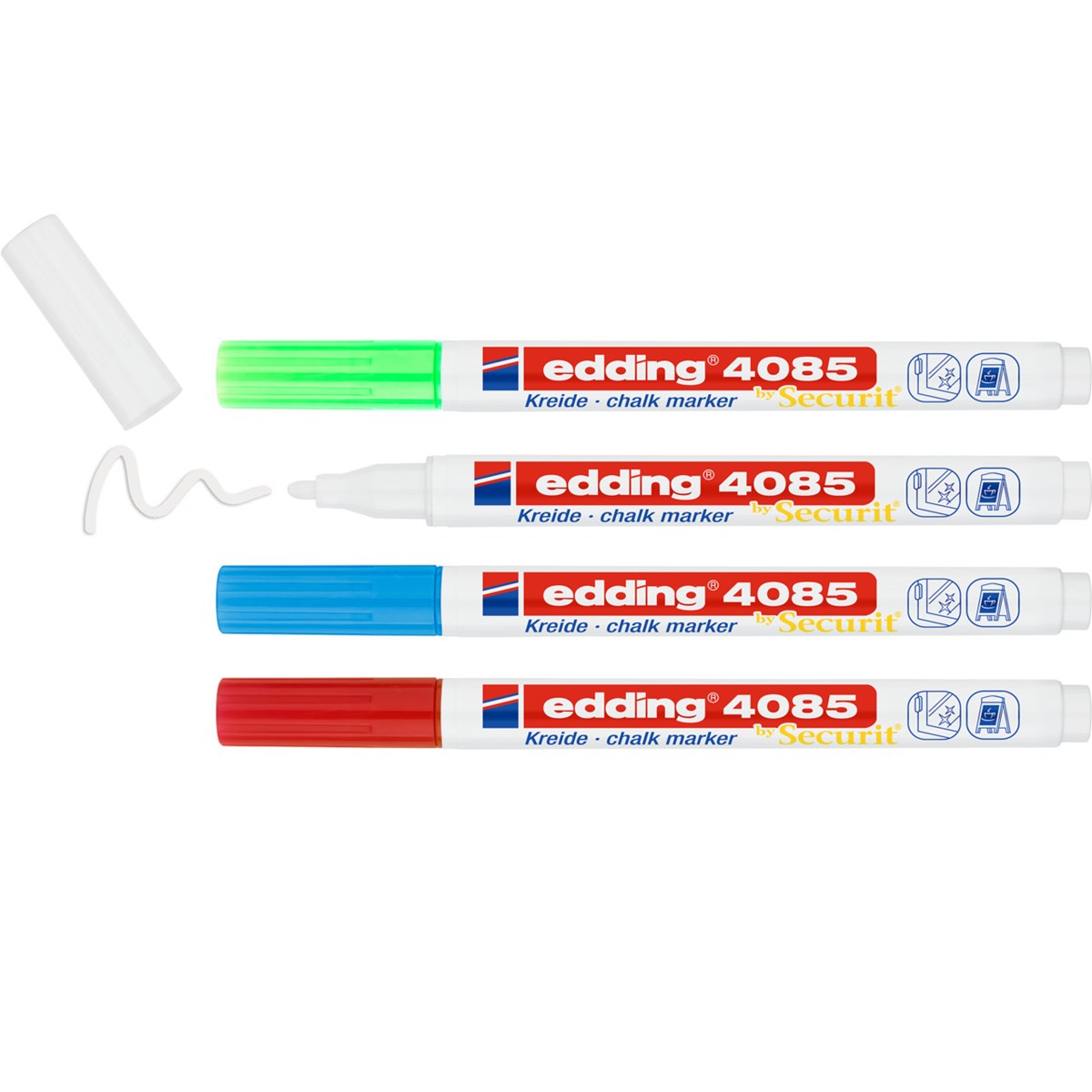 edding 4085 Kreidemarker 4er Set Basic, Rundspitze 1-2 mm (Art.-Nr.: 4-4085-4-1BAS)