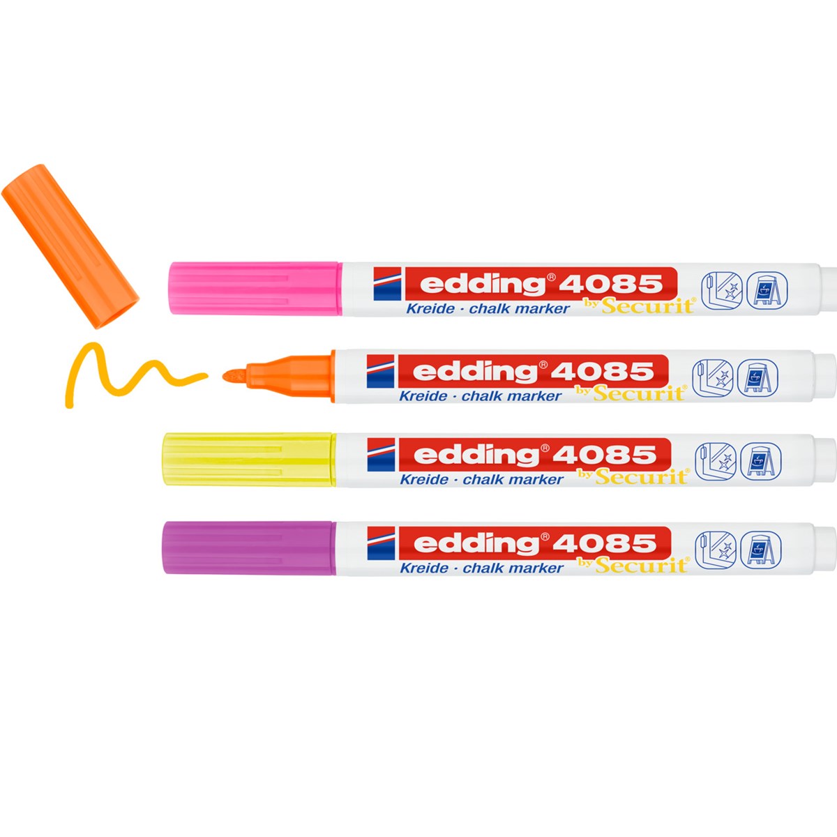 edding 4085 Kreidemarker 4er Set Neon, Rundspitze 1-2 mm (Art.-Nr.: 4-4085-4-1NEON)