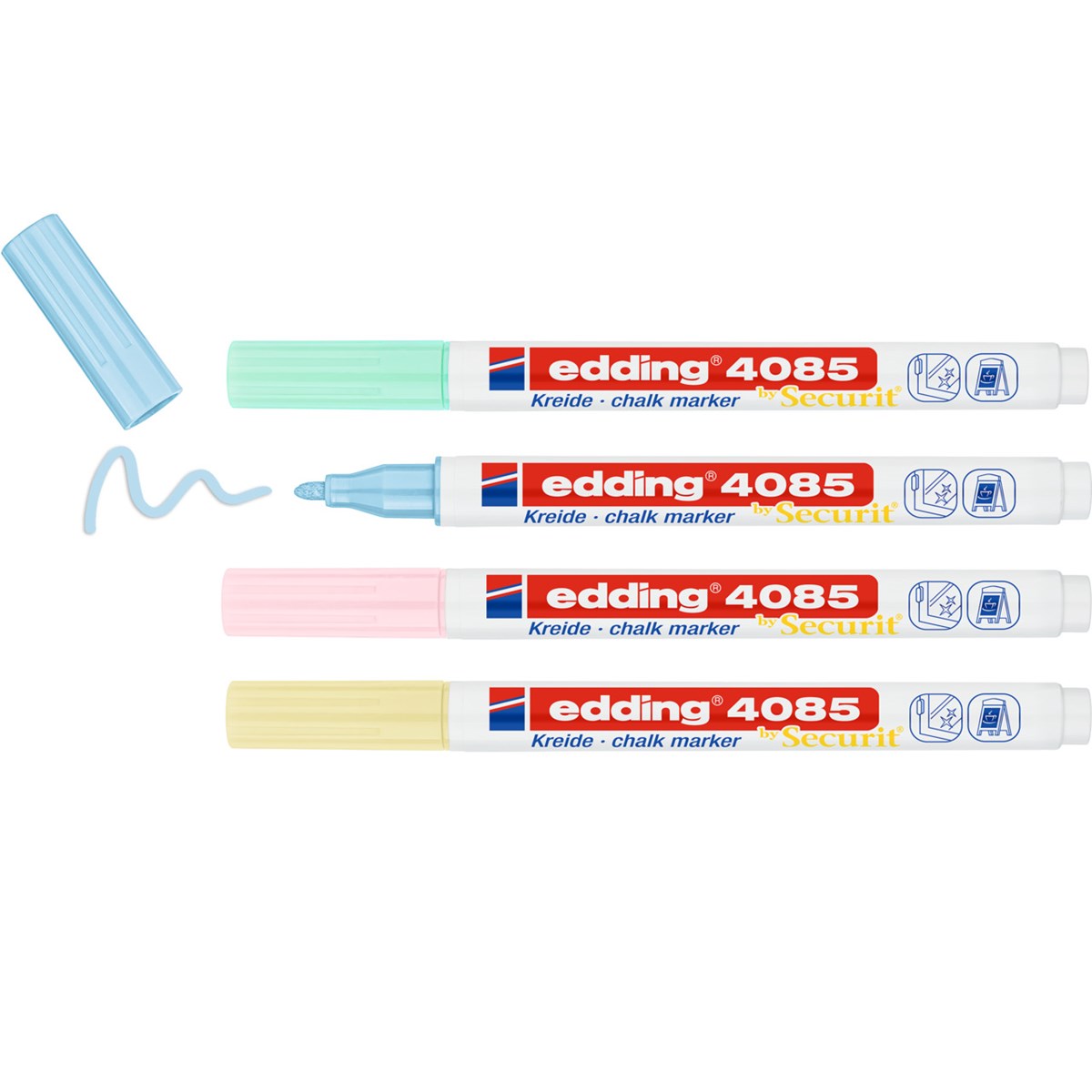 edding 4085 Kreidemarker 4er Set Pastell, Rundspitze 1-2 mm (Art.-Nr.: 4-4085-4-1PAS)