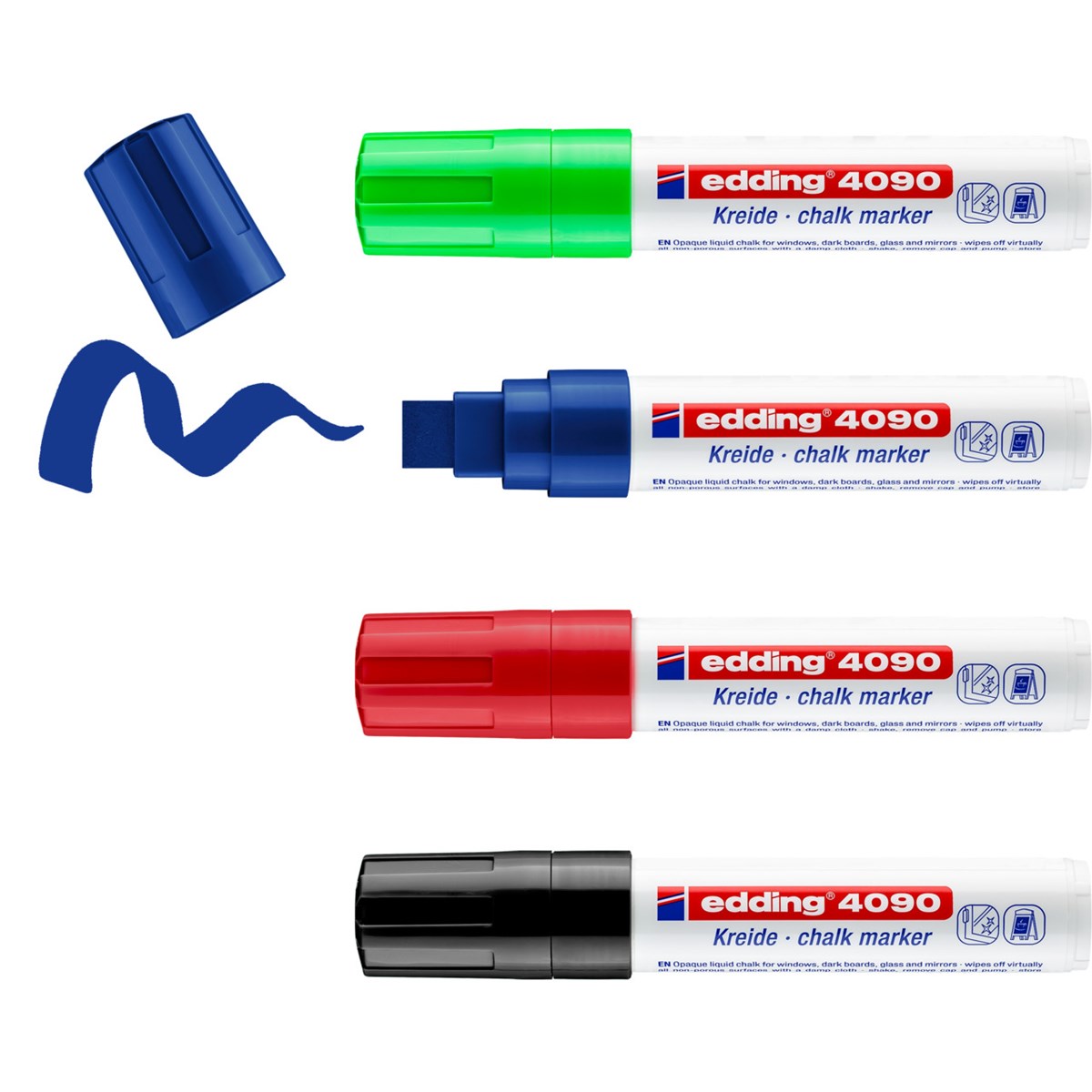 edding 4090 Kreidemarker 4er Set sortiert, Keilspitze 4-15 mm (Art.-Nr.: 4-4090-4999)