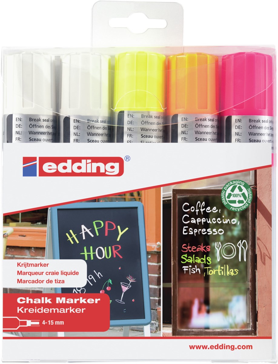 edding 4090 Kreidemarker 5er Set, Keilspitze 4-15 mm (Art.-Nr.: 4-4090-5999)