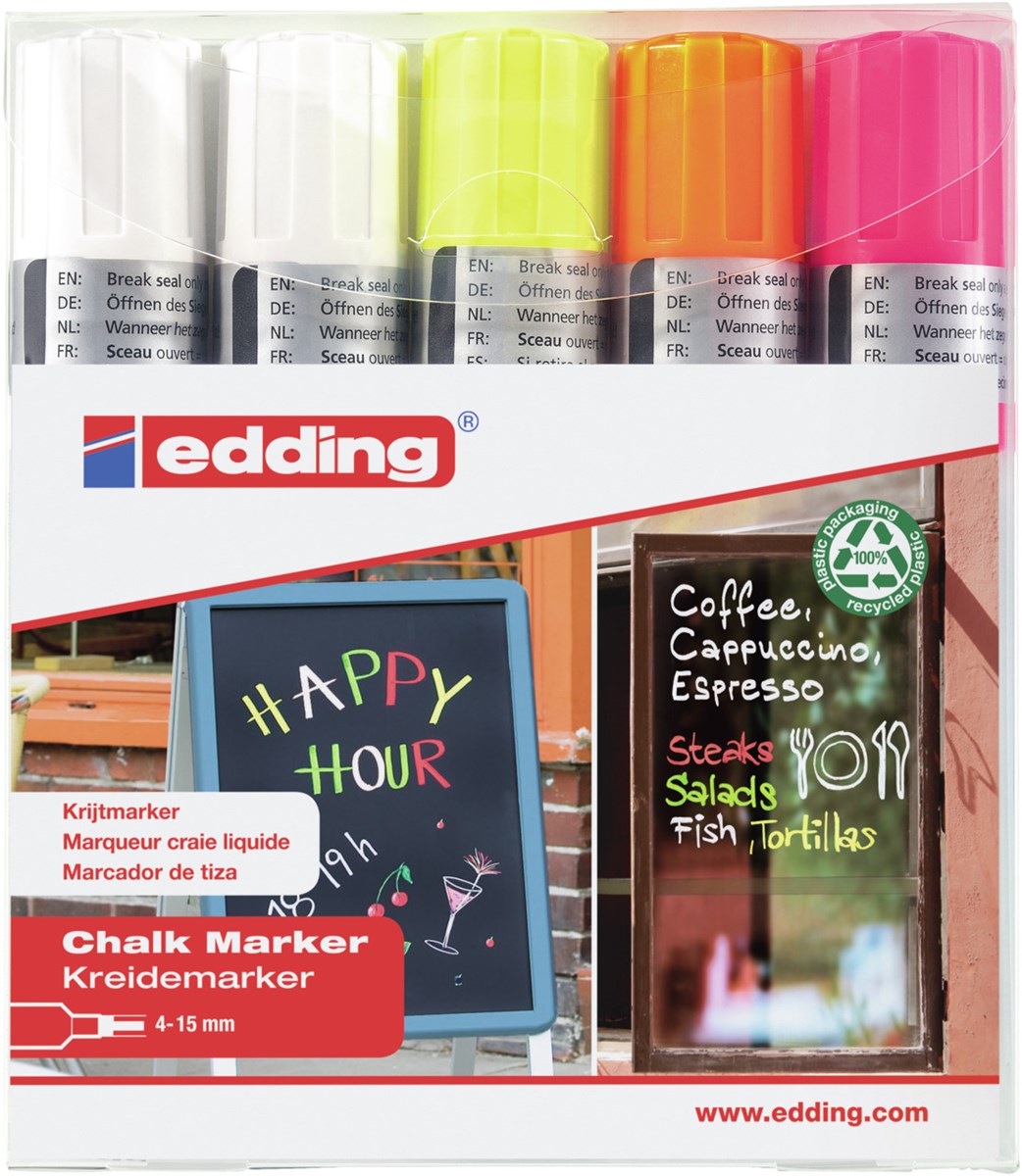 edding 4090 Kreidemarker 5er Set, Keilspitze 4-15 mm (Art.-Nr.: 4-4090-5999)