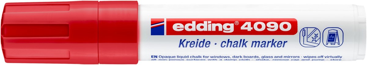 edding 4090 Kreidemarker rot, Keilspitze 4-15 mm (Art.-Nr.: 4-4090002)