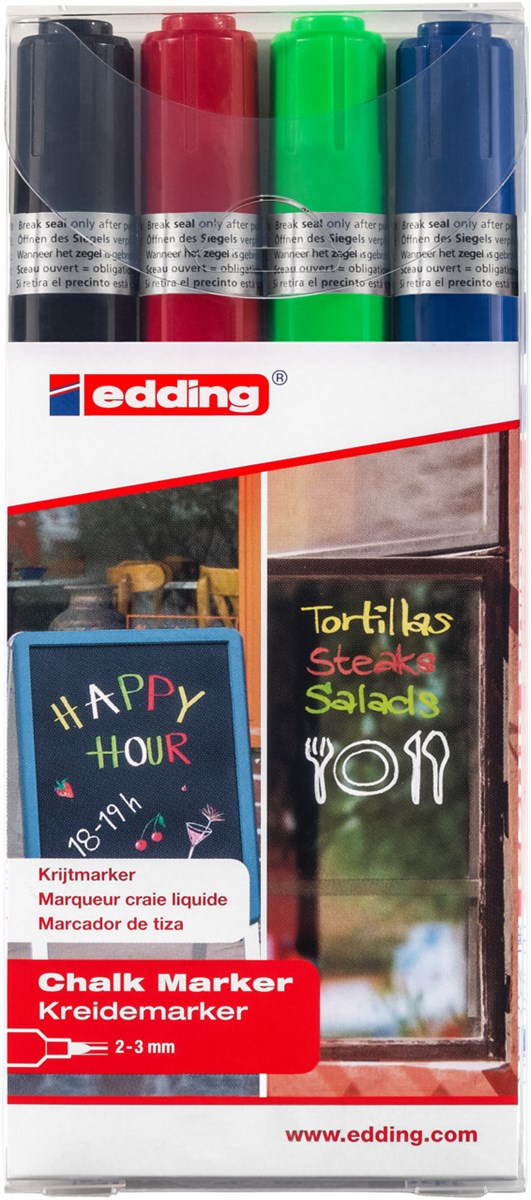 edding 4095 Kreidemarker 4er Set sortiert, Rundspitze 2-3 mm (Art.-Nr.: 4-4095-4999)