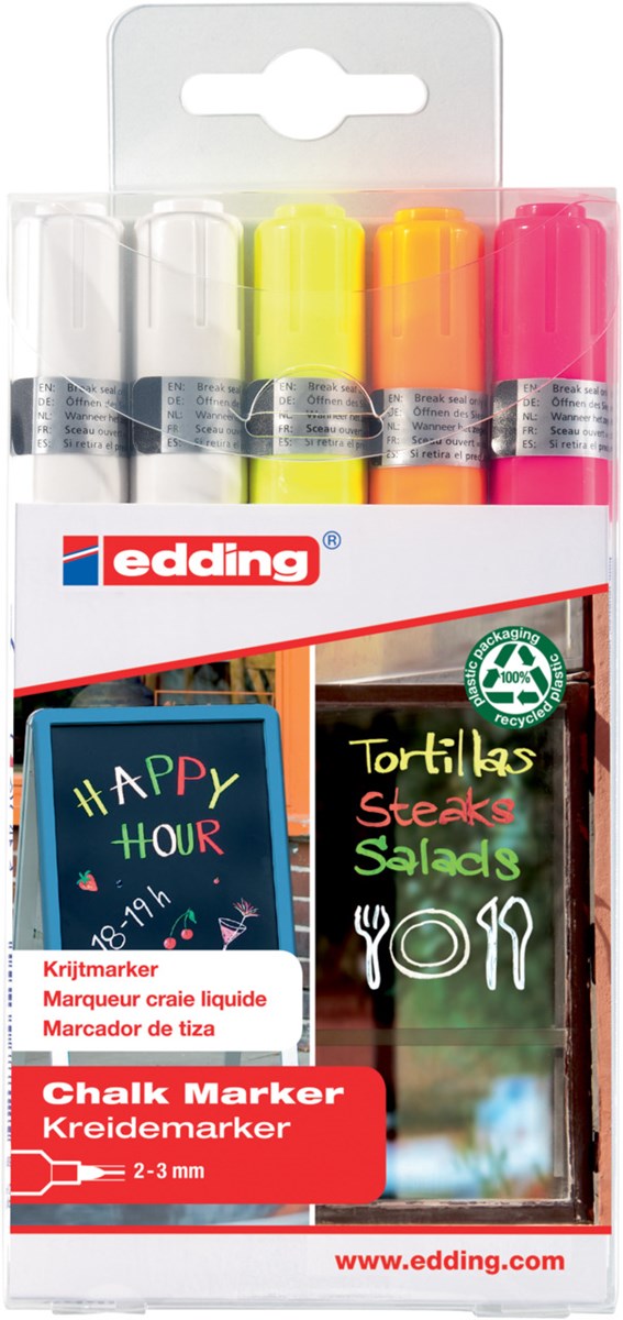 edding 4095 Kreidemarker 5er Set sortiert, Rundspitze 2-3 mm (Art.-Nr.: 4-4095-5999)