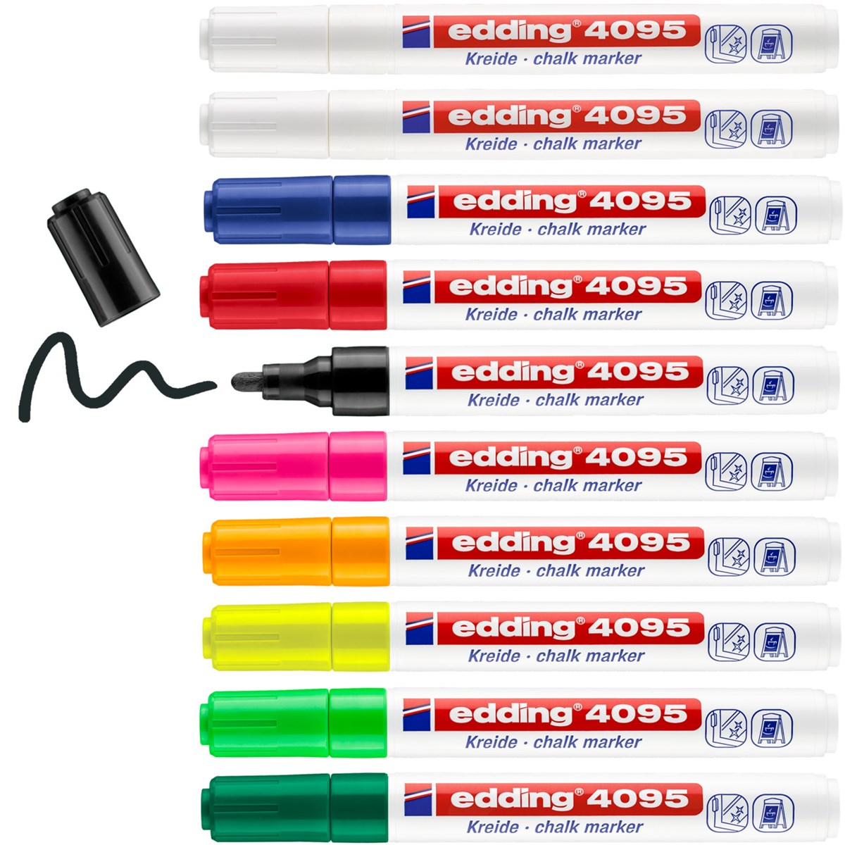edding 4095 Kreidemarker 10er Set sortiert, Rundspitze 2-3 mm (Art.-Nr.: 4-4095999)