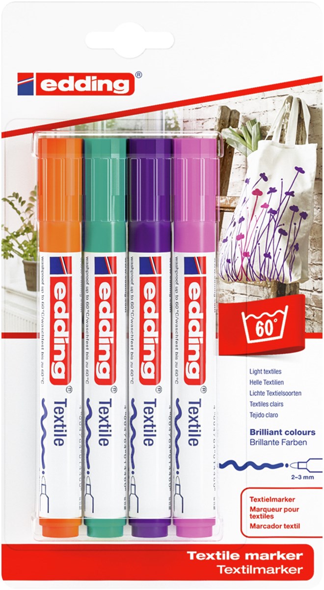 edding 4500 Textilmarker 4er-Blister sortiert fun, Rundspitze 2-3 mm (Art.-Nr.: 4-4500-4-1099)