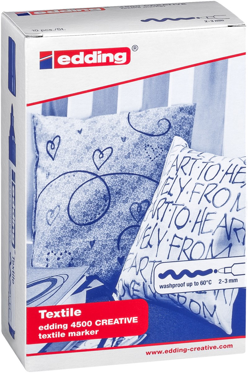 edding 4500 Textilmarker 10er Set basic sortiert, Rundspitze 2-3 mm (Art.-Nr.: 4-4500999)