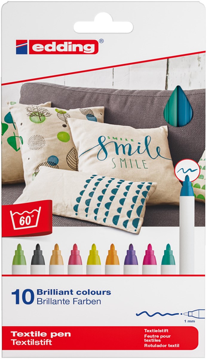 edding 4600 Textilstift 10er-Set sortiert fun, Rundspitze 1 mm (Art.-Nr.: 4-4600-10099)